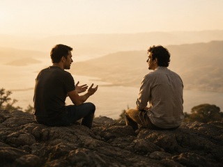 Two friends talking about faith